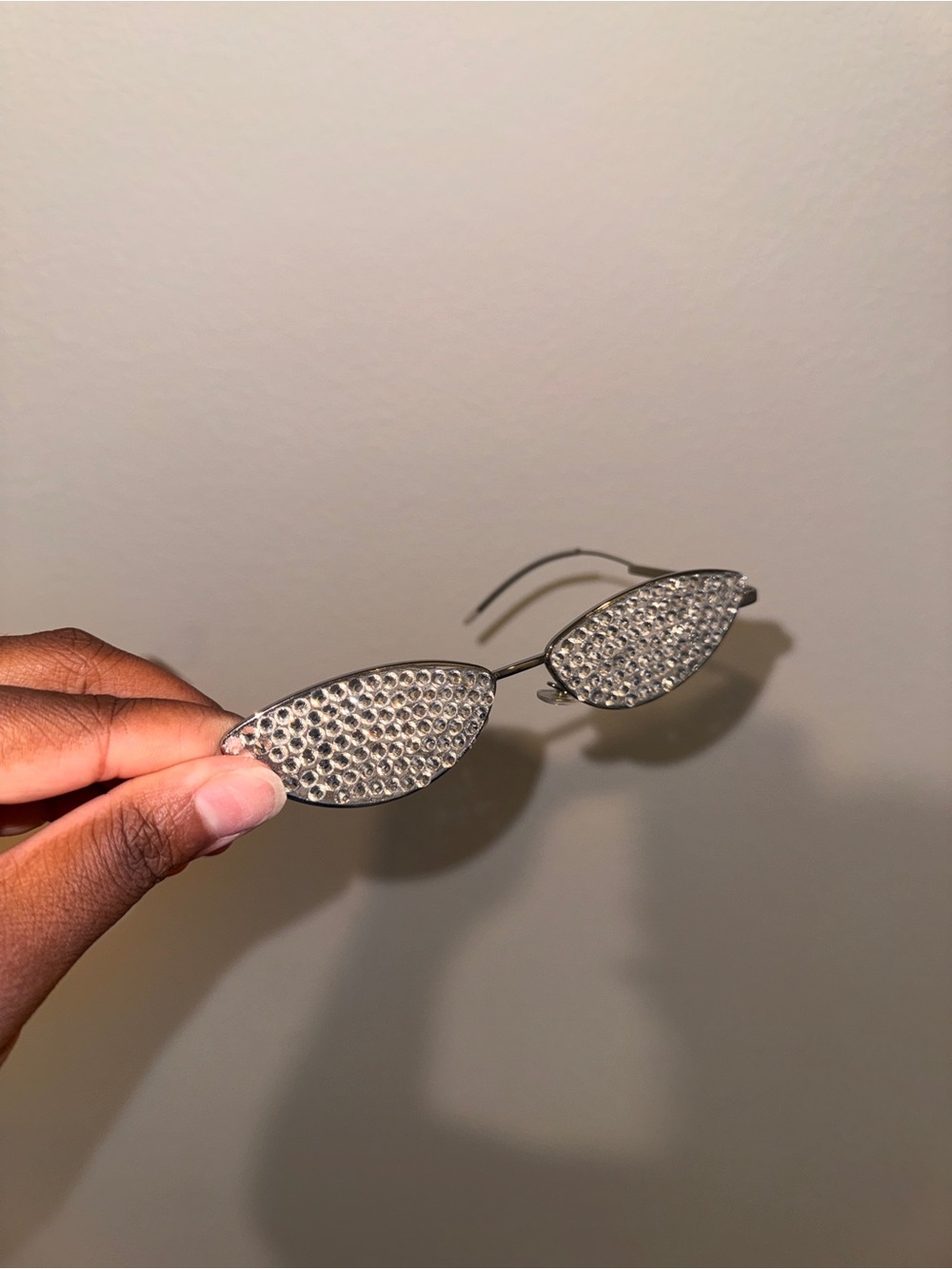 Fashion Nova Silver Crystal-Embellished Cat-Eye Sunglasses